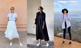 "Nàng dâu hào môn" Tăng Thanh Hà thích mê giày slip on đơn giản gọn nhẹ