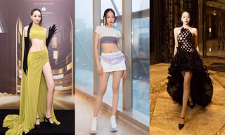 Hoa hậu Thanh Thủy thăng hạng gu thời trang với loạt trang phục khoe eo thon