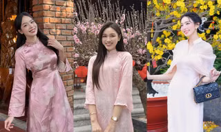 Không hẹn mà gặp, Thanh Thủy và Đỗ Thị Hà đều chọn màu sắc này cho năm mới