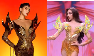Thí sinh Miss Grand Thailand bị nghi sao chép váy dạ hội của Hoa hậu Kỳ Duyên