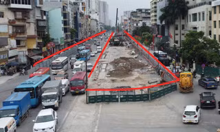 Quây rào nửa phố Kim Đồng để thi công hầm chui Vành đai 2,5