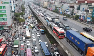 Từ đêm 12/5, cấm toàn bộ xe đường trên cao Vành đai 3 hướng Big C - Mai Dịch