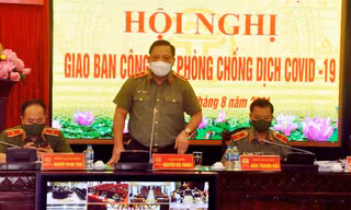 Trung tướng Nguyễn Hải Trung, Giám đốc Công an TP Hà Nội, phát biểu chỉ đạo tại hội nghị.