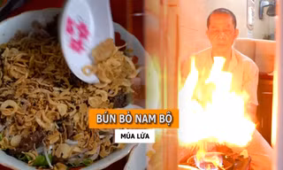 Độc đáo món bún bò Nam bộ 'rực cháy' hút thực khách Hà thành đến thưởng thức