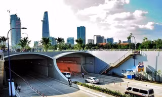 Hầm Thủ Thiêm ở TPHCM - hầm ngầm vượt sông đầu tiên của Việt Nam và cũng là của Đông Nam Á Ảnh: VNP