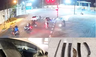 Nhóm côn đồ mang hung khí chặn đường, đập phá ô tô 