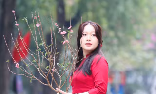 Những cô gái Hà thành thướt tha áo dài xuống phố đón xuân