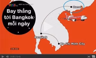 Trong hình ảnh minh họa đường bay, vị trí thủ đô Hà Nội bị "di dời" sang lãnh thổ Trung Quốc - Ảnh: Chụp màn hình