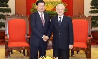 Tổng Bí thư, Chủ tịch nước Nguyễn Phú Trọng tiếp Thủ tướng Lào Thongloun Sisoulith. (Ảnh: Trí Dũng/ TTXVN)