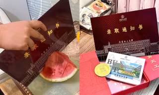"Giấy" báo nhập học làm bằng vật liệu chế tạo ca nô: Có thể bổ đôi cả dưa hấu!