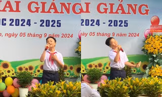 Nam sinh cấp Hai gây sốt với ca khúc "Một vòng Việt Nam" trong lễ khai giảng 