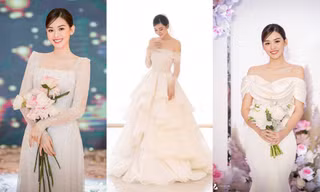 Ngắm 3 mẫu váy cưới của Á hậu Tường San: Lộng lẫy như công chúa, dịu dàng như tiểu thư