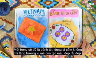 Báo Mỹ giới thiệu bánh tét lá cẩm
