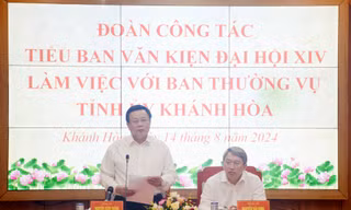 Thường trực Tiểu ban Văn kiện Đại hội Đảng làm việc tại Khánh Hòa