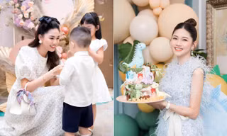 Á hậu Thanh Tú và ông xã đại gia tổ chức tiệc sinh nhật tại gia cho con trai