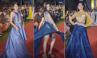 Đỗ Thị Hà và các thí sinh lọt top 13 trong phần thi Top Model ở Miss World