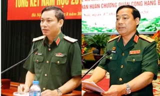 Thiếu tướng Nguyễn Văn Hùng (trái) và Thiếu tướng Dương Đức Thiện (phải). (Ảnh: QĐND) 