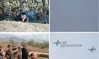 [ẢNH] Ông Kim Jong-un thị sát tập trận đánh chìm tàu sân bay