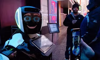 Robot trên Quảng trường Thời đại ở New York, Mỹ. (Nguồn: Yahoo News)