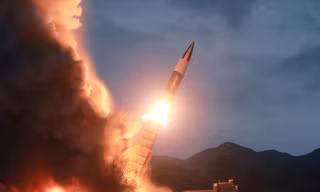 Hình ảnh Triều Tiên thử vũ khí mới do KCNA công bố ngày 11/8. Ảnh: Reuters