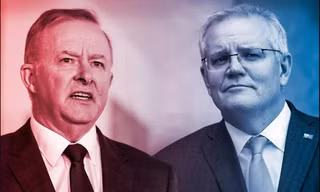 Cuộc bầu cử liên bang tại Australia hôm 21/5 là cuộc đua giữa lãnh đạo Công đảng Anthony Albanese và Thủ tướng đương nhiệm Scott Morrison để giành chiếc ghế thủ tướng trong 3 năm tới. Ảnh: Sydney Morning Herald.
