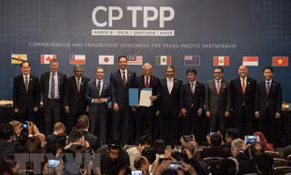 Lễ ký kết Hiệp định CPTPP đã diễn ra tại thủ đô Santiago de Chile dưới sự chủ trì của Tổng thống nước chủ nhà Michelle Bachelet. (Nguồn: THX/TTXVN).