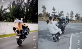 Xác minh nhóm thanh niên chở ba, bốc đầu xe máy ở Bình Dương