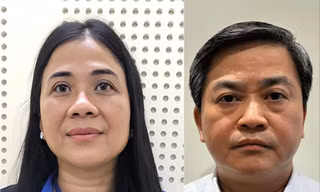 Cựu Bí thư Tỉnh ủy Bến Tre Lê Đức Thọ (phải) và Mai Thị Hồng Hạnh. Ảnh: CA