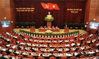 Tổng Bí thư Nguyễn Phú Trọng nhấn mạnh, Ủy viên Ban Chấp hành T.Ư khoá XIV phải thật sự là những cán bộ tiêu biểu của Đảng về bản lĩnh chính trị, phẩm chất đạo đức và năng lực công tác. ẢNH: TTXVN