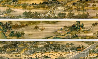 Toàn cảnh bức tranh"Thanh minh thượng hà đồ". Ảnh: Ancient Origins.