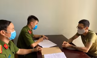 Đối tượng Trương Văn Hải tại cơ quan công an