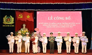 Thăng cấp bậc hàm, nâng lương cho 655 cán bộ, chiến sỹ công an tỉnh Lai Châu