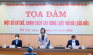 Phó trưởng đoàn chuyên trách Đoàn ĐBQH thành phố Hà Nội Phạm Thị Thanh Mai phát biểu tại buổi toạ đàm