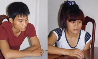 Cao Văn Danh và Trần Thị Ngân tại cơ quan công an.