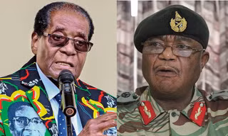 Tổng thống Zimbabwe Robert Mugabe (trái) tuyệt thực việc bị quân đội giam lỏng, do Tổng Tư lệnh Quân đội Constantino Chiwenga ra lệnh.