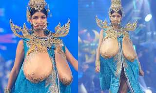 Khán giả giật mình trước trang phục dân tộc ngực trần khổng lồ ở Hoa hậu Hoàn vũ Thái Lan