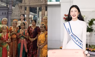 Hoa hậu Ý Nhi được BTC Miss World tiễn ra sân bay, diện áo dài khi về tới Việt Nam