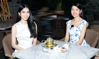Á hậu Phương Anh được đàn chị Thúy Vân truyền kinh nghiệm thi Miss International 2022