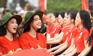 Đỗ Thị Hà, Ngọc Thảo cùng Top 41 Hoa hậu Việt Nam 2024 rạng rỡ bên lá cờ Tổ quốc