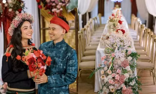 Hoa hậu H’Hen Niê mặc trang phục dân tộc Êđê trong tiệc cưới tại quê nhà
