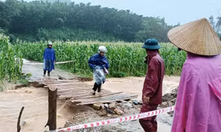 Nơi xảy ra sự việc trẻ bị nước cuốn trôi. (ảnh: N.A)