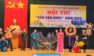 Sôi nổi Hội thi "dân vận khéo" Bộ CHQS tỉnh Lạng Sơn. Ảnh: Duy Chiến 