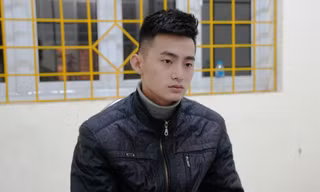 Phạm Hoàng Phúc tại cơ quan công an -Ảnh: CB