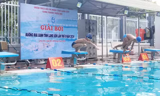 Các VĐV nhí thi đấu rất hào hứng. Ảnh: Duy Chiến 