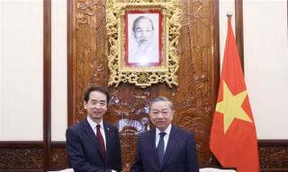 Tổng Bí thư, Chủ tịch nước Tô Lâm tiếp Đại sứ Trung Quốc tại Việt Nam Hà Vĩ. (Ảnh: TTXVN)