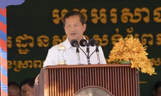 Thủ tướng Campuchia Hun Manet phát biểu tại lễ động thổ. (Ảnh: Khmer Times)