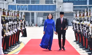 Lễ đón Phó Chủ tịch nước Võ Thị Ánh Xuân tại Indonesia. (Ảnh: Mofa)