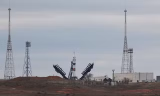 Tàu Soyuz tại cảng vũ trụ Baikonur Cosmodrome, Kazakhstan, ngày 21/3. (Ảnh: Reuters)