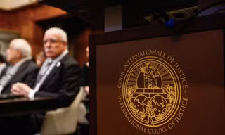Logo của ICJ. (Ảnh: Reuters)