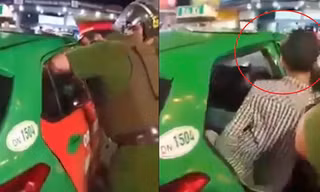 Hai tên cướp bị tài xế khoá cửa, nhốt trong taxi ở Đồng Nai